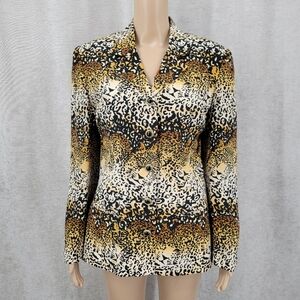 Corey B Silk Vintage Leopard Cheetah Print Blazer Jacket